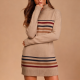 Women's Autumn Winter Cashmere Cable Knit Turtleneck Dress - Classic Modest Trendy Style