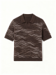 Short Sleeve Regular Fit Men's Polo Shirt - Classic Cable Knit Wool Texture Stretch Collared Casual