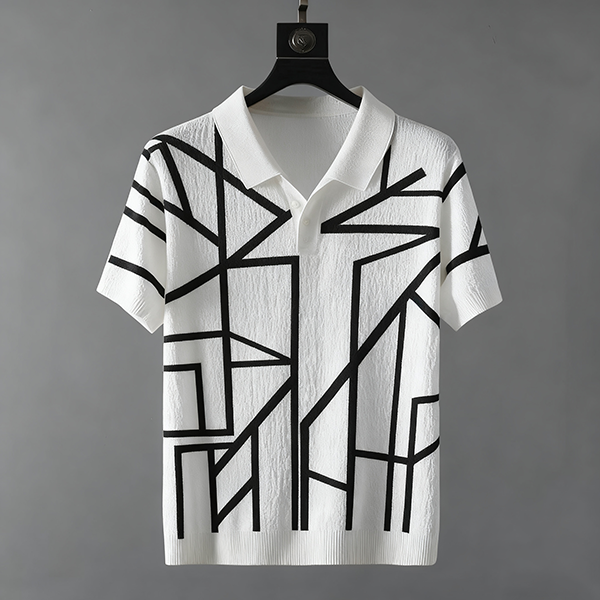 Summer Casual Men's Short-Sleeve V-Neck T-Shirt - Polo Collar Lapel