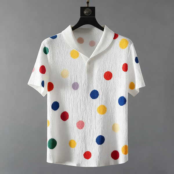 Men's Summer Short-Sleeve Polo Collar T-Shirt - Lapel V-Neck Casual Tee